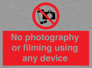 No photography or filming using any device